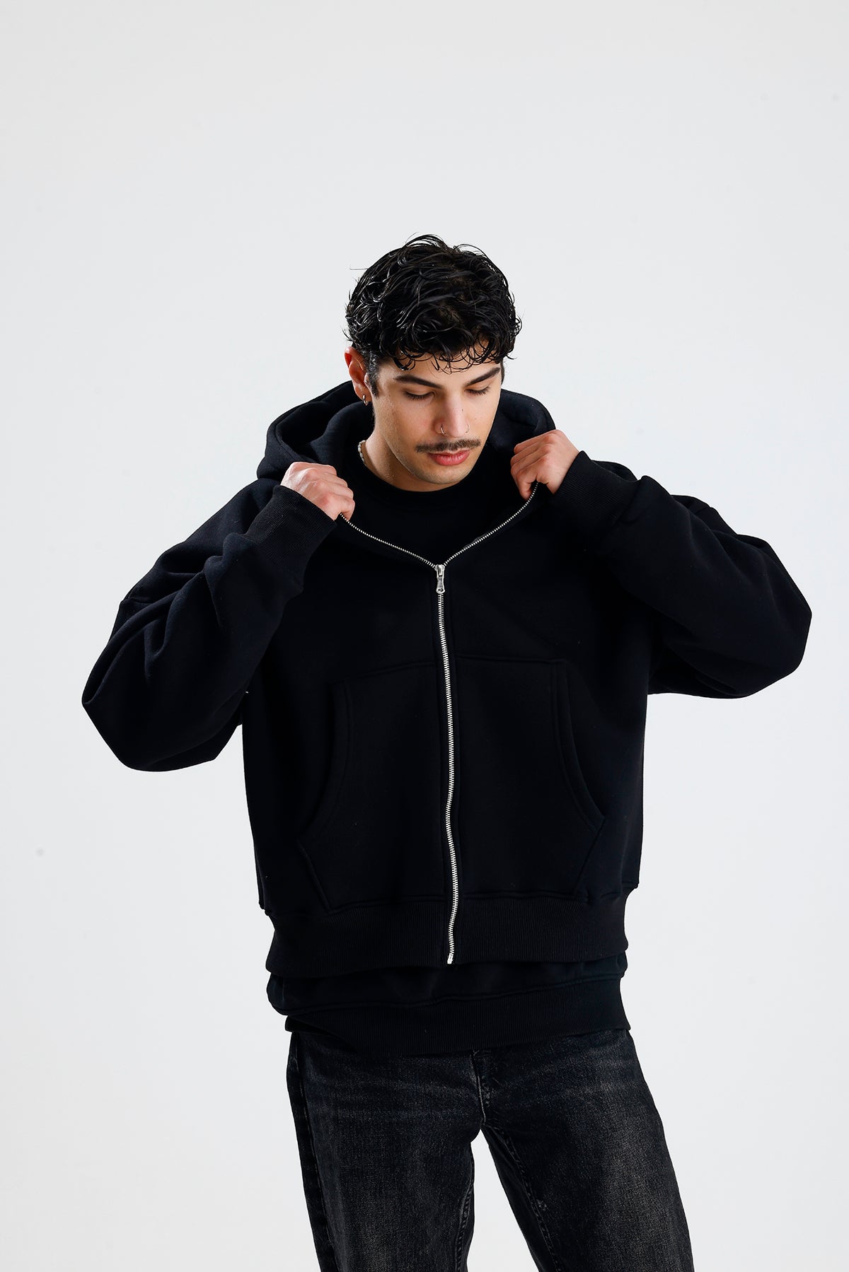 Basic Oversize Zip Hoodie