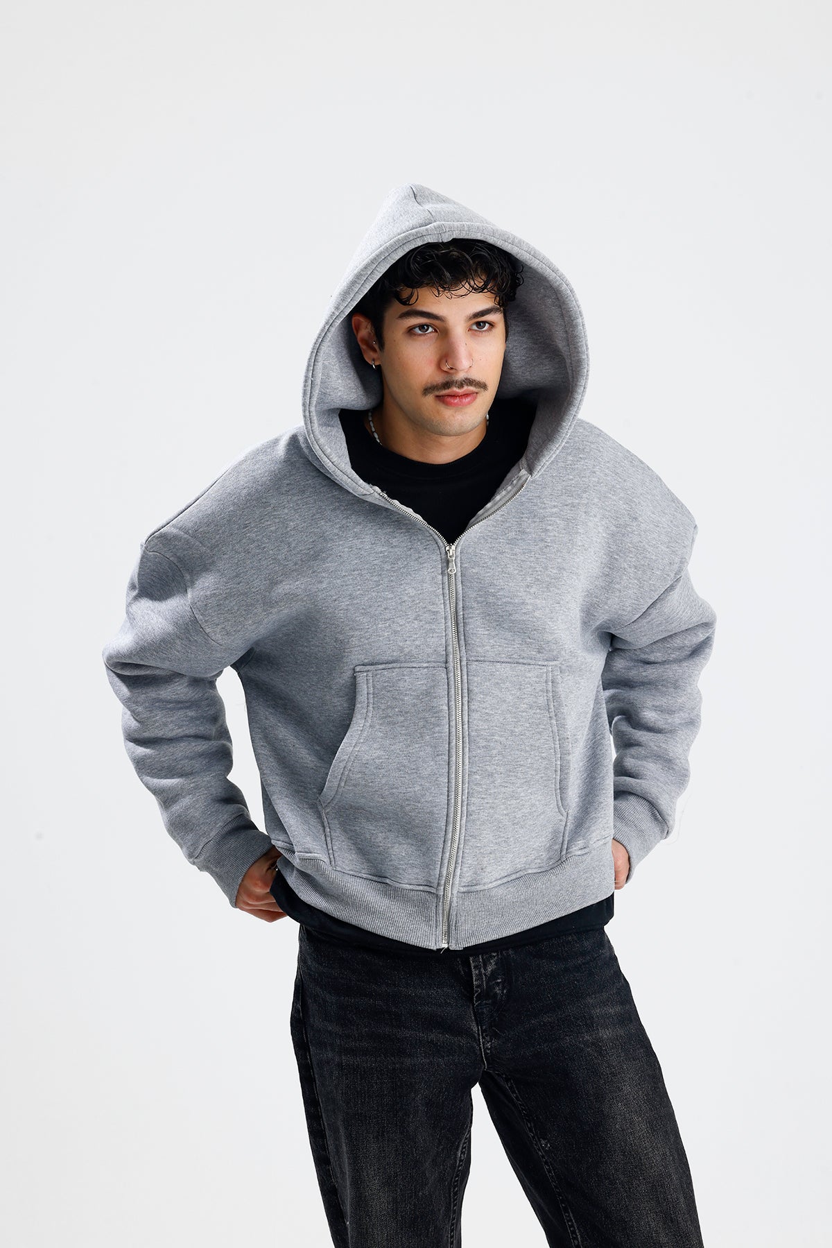 Basic Oversize Zip Hoodie