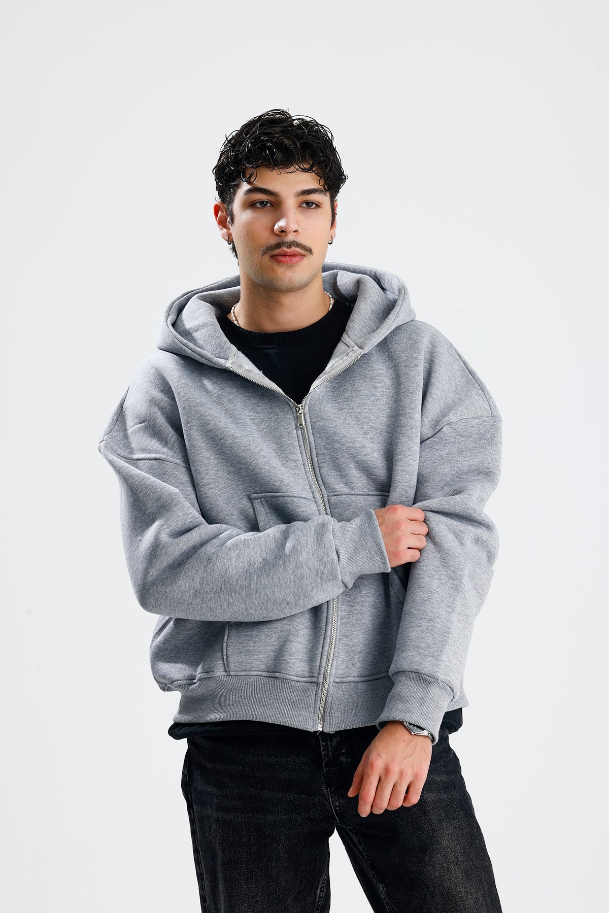 Basic Oversize Zip Hoodie
