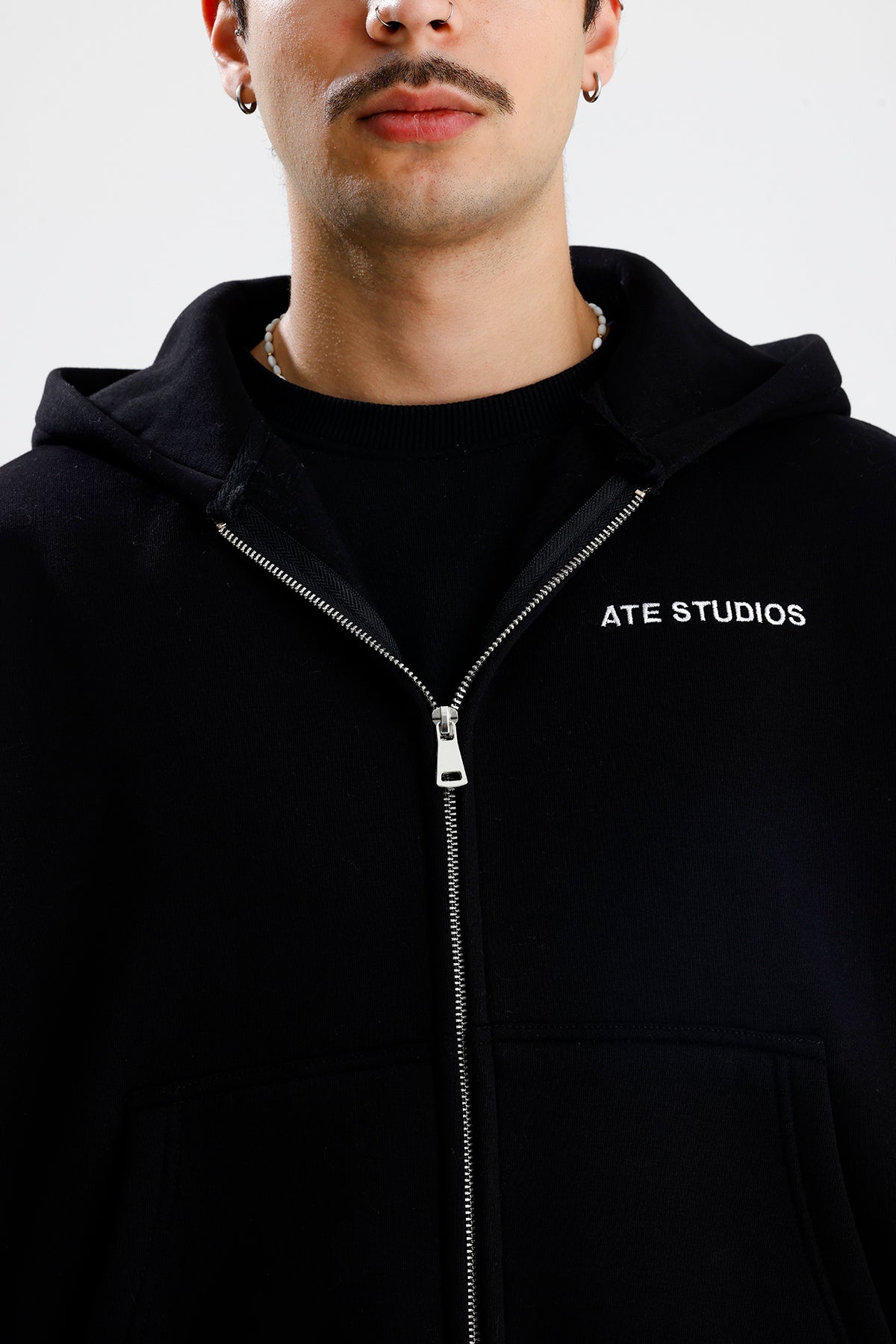 ATE STUDIOS Nakışlı Premium Oversize Zip Hoodie