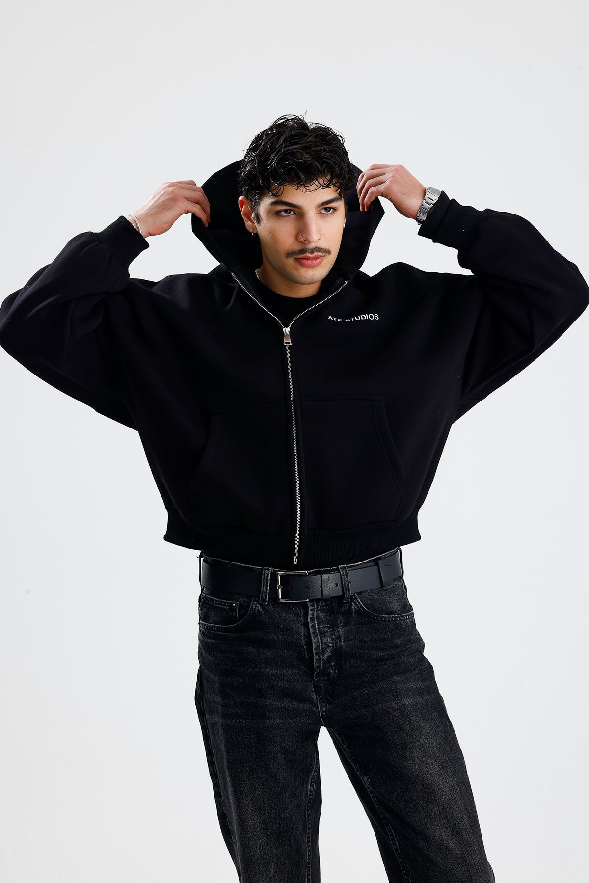 ATE STUDIOS Nakışlı Premium Oversize Zip Hoodie