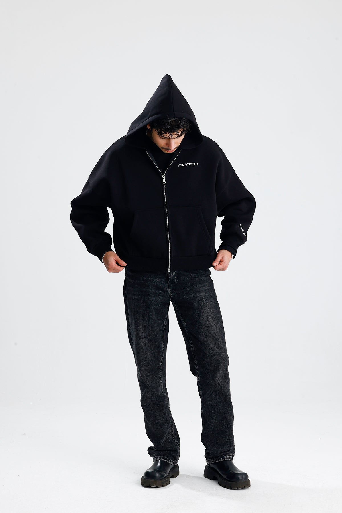 ATE STUDIOS Nakışlı Premium Oversize Zip Hoodie