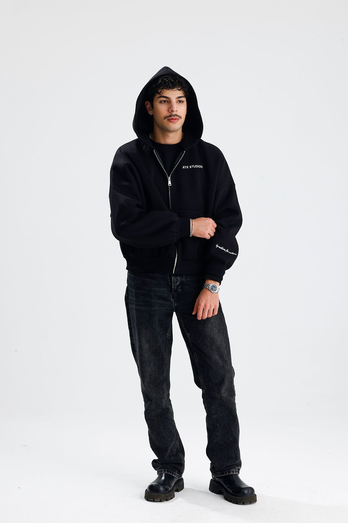 ATE STUDIOS Nakışlı Premium Oversize Zip Hoodie