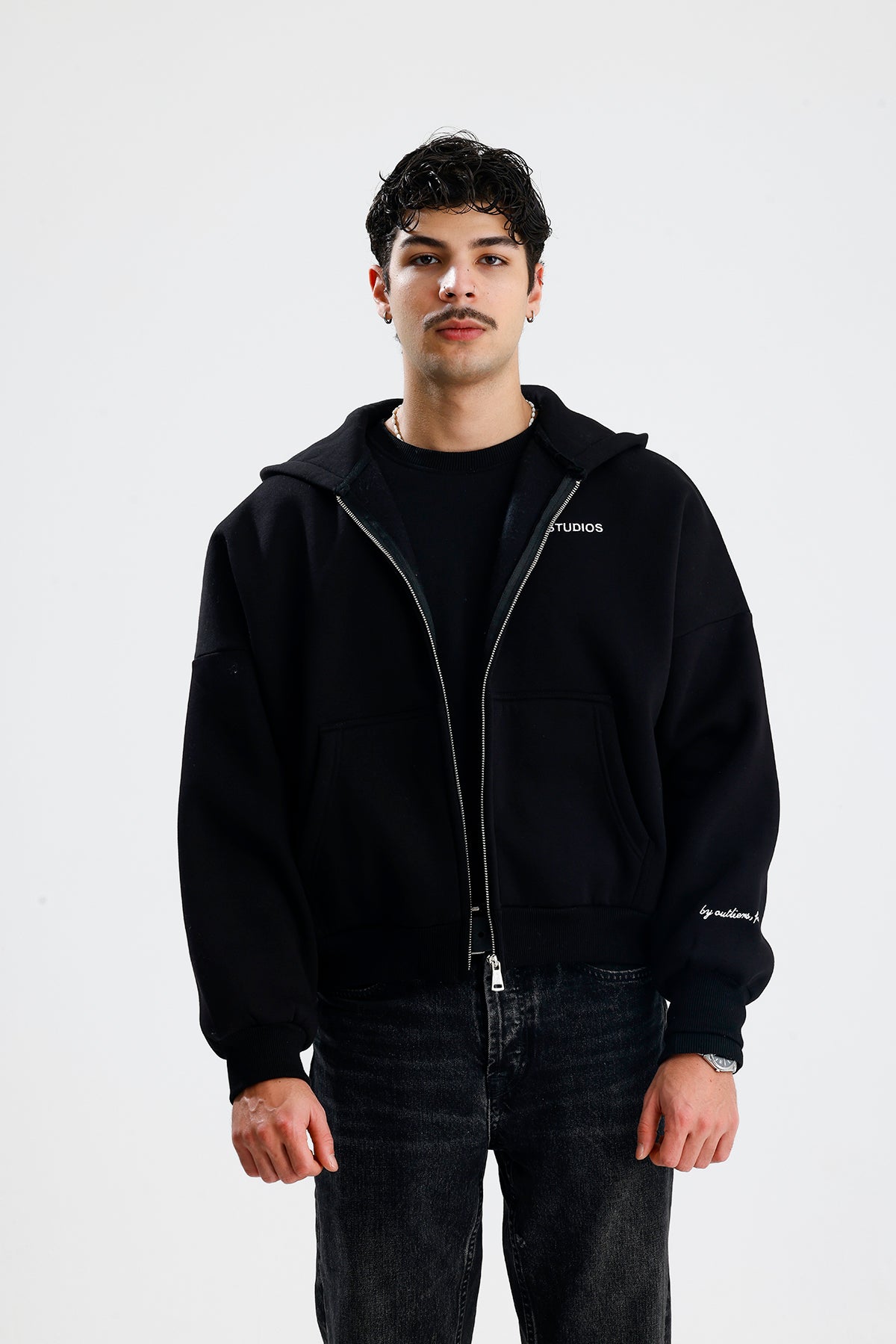 ATE STUDIOS Nakışlı Premium Oversize Zip Hoodie