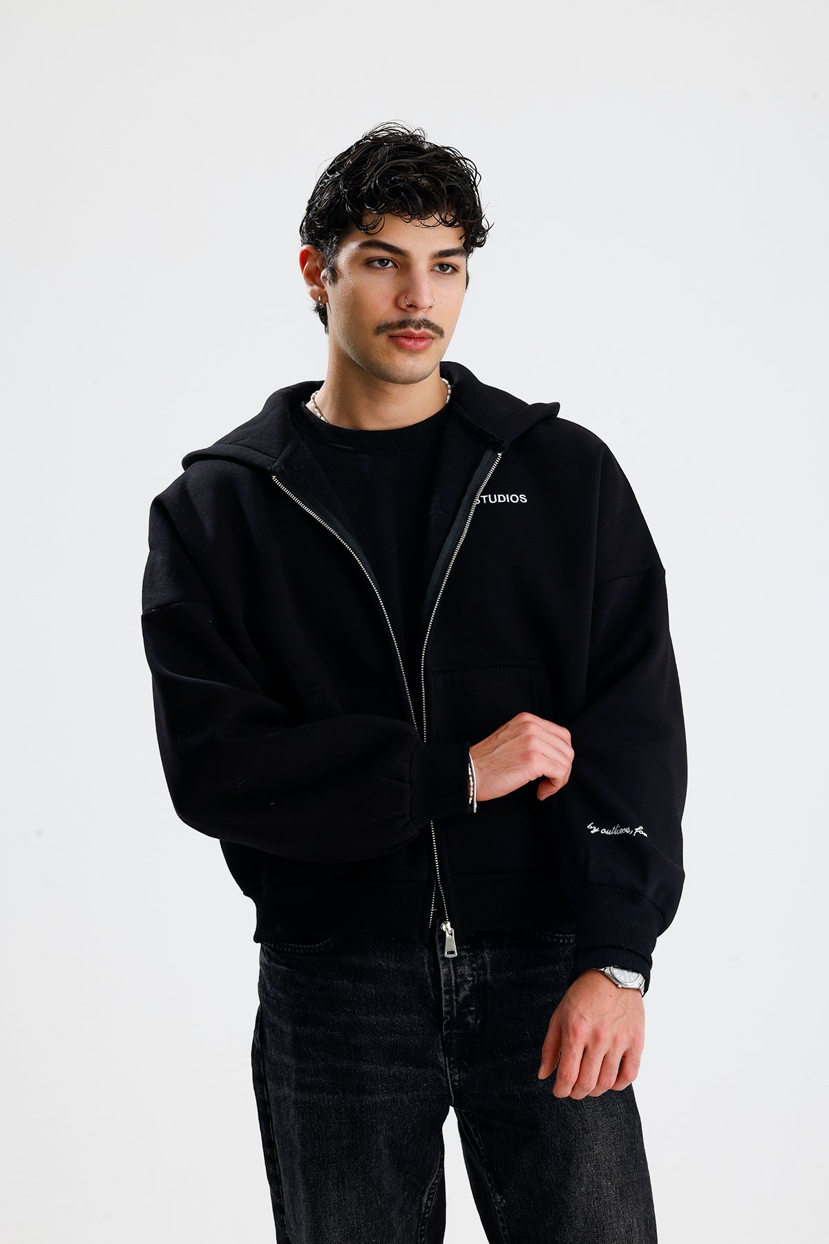 ATE STUDIOS Nakışlı Premium Oversize Zip Hoodie