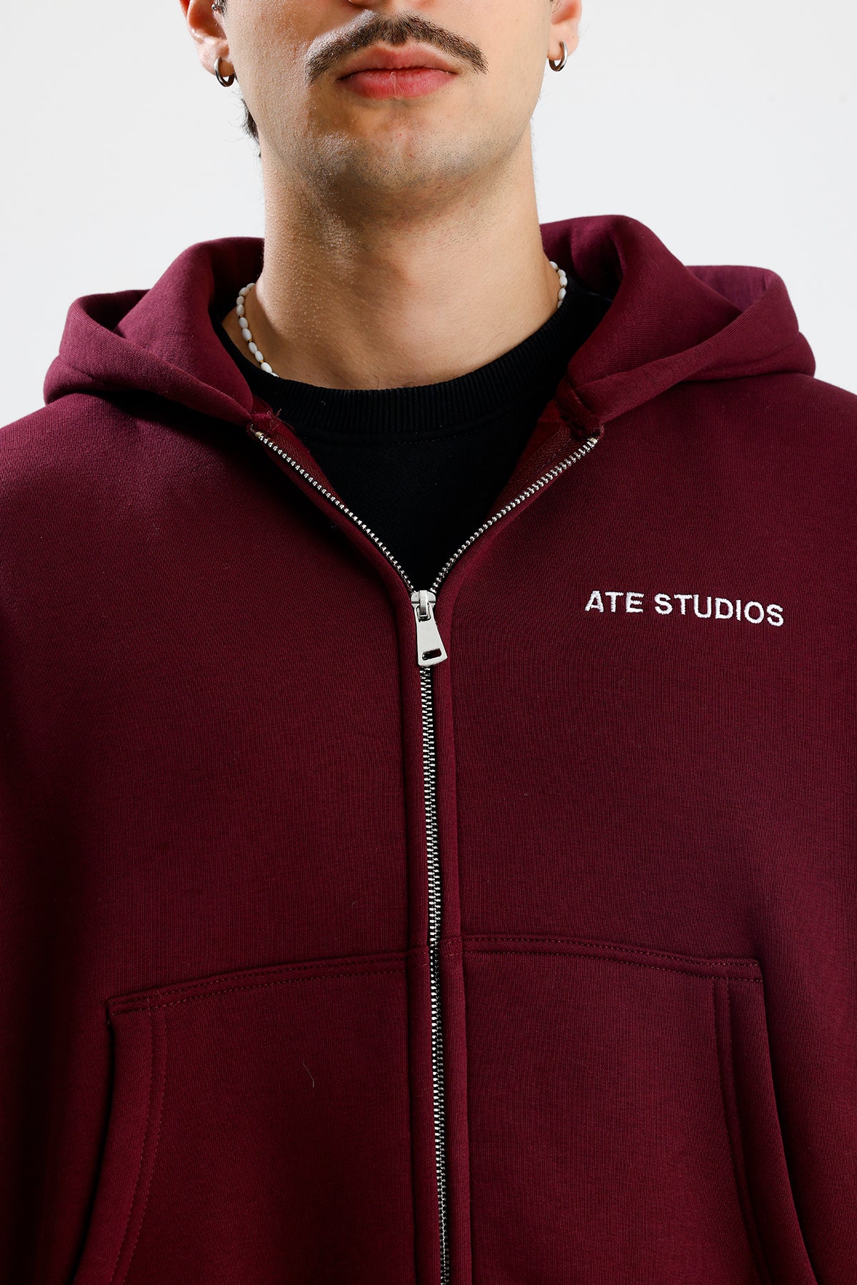 ATE STUDIOS Nakışlı Premium Oversize Zip Hoodie