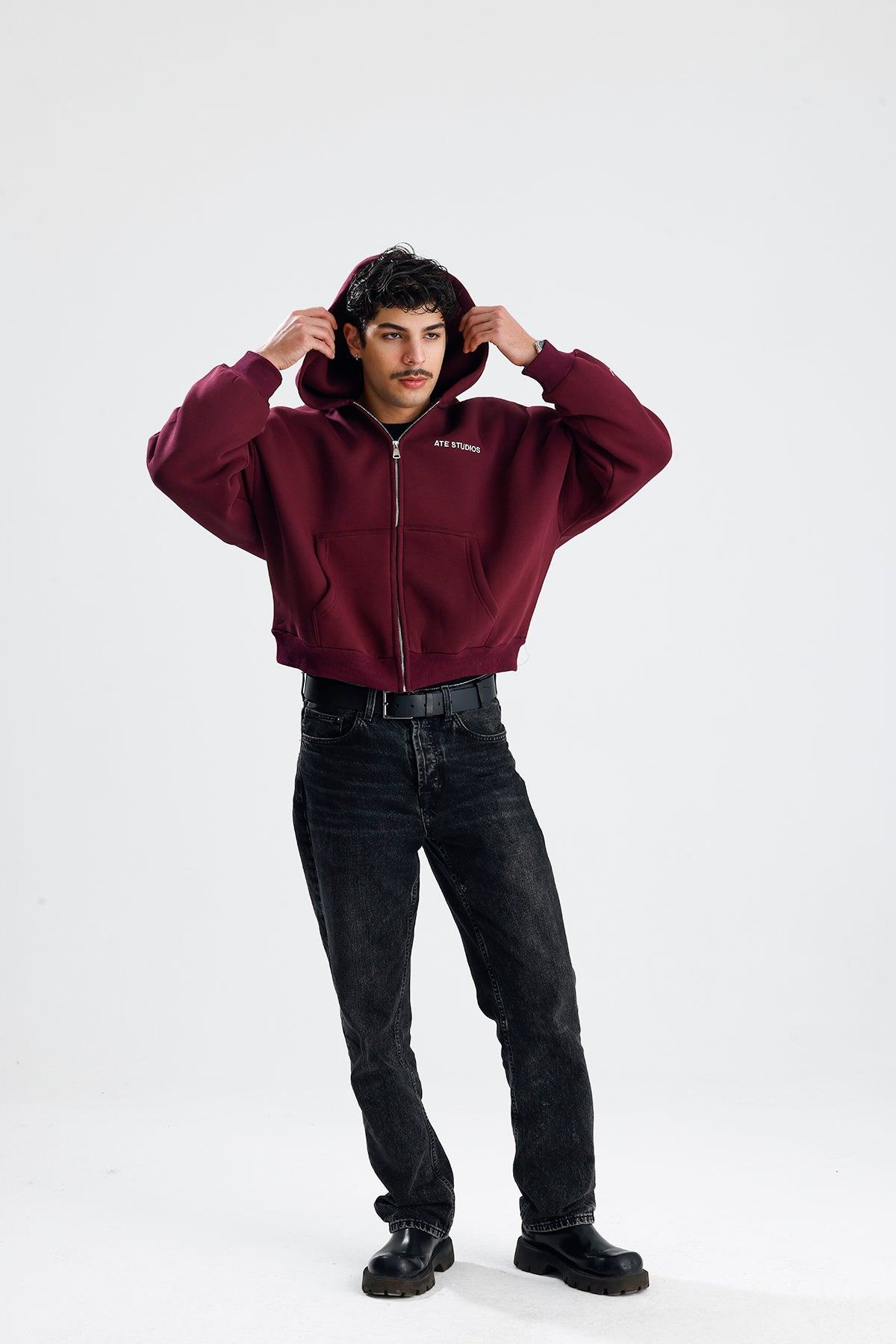 ATE STUDIOS Nakışlı Premium Oversize Zip Hoodie