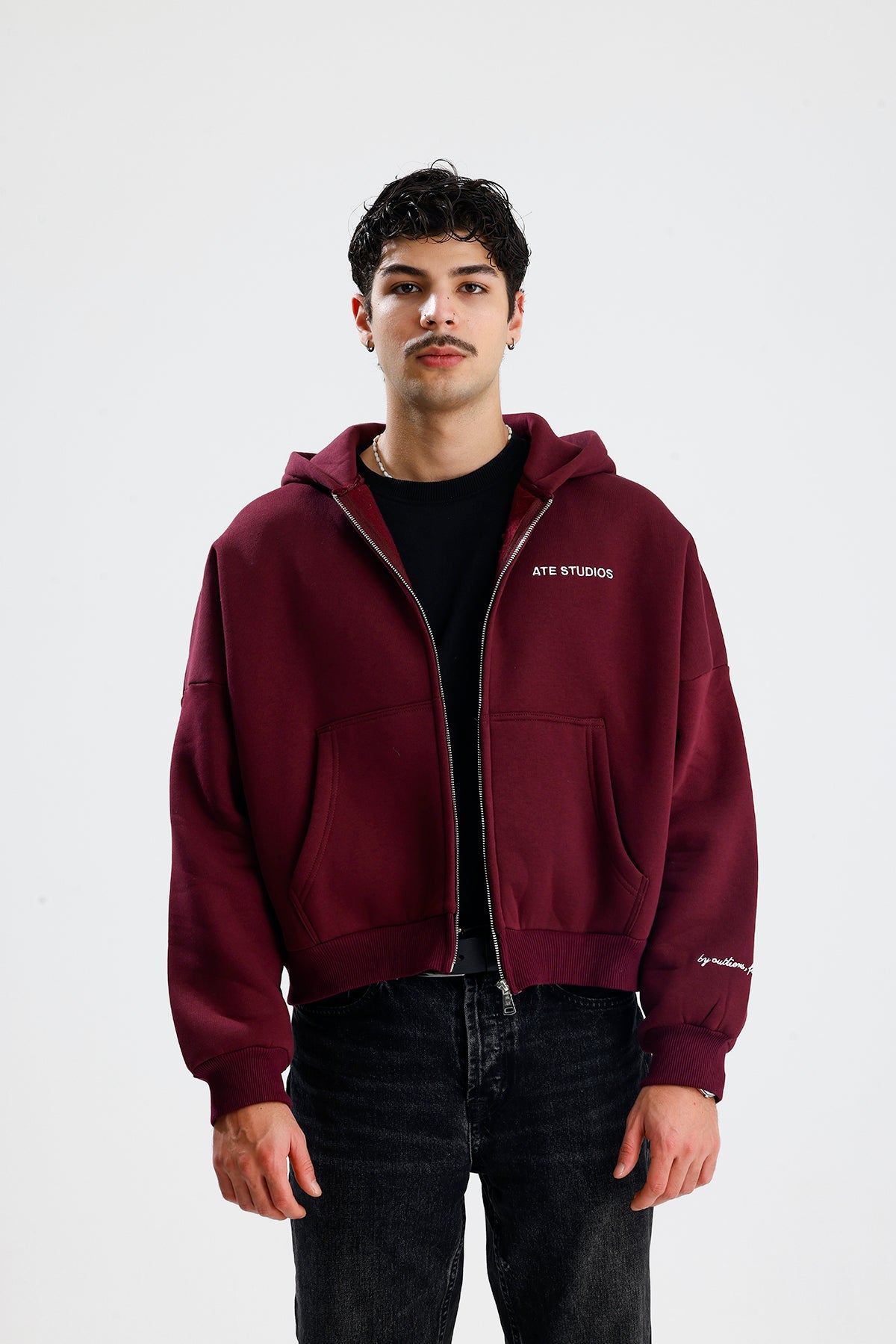 ATE STUDIOS Nakışlı Premium Oversize Zip Hoodie