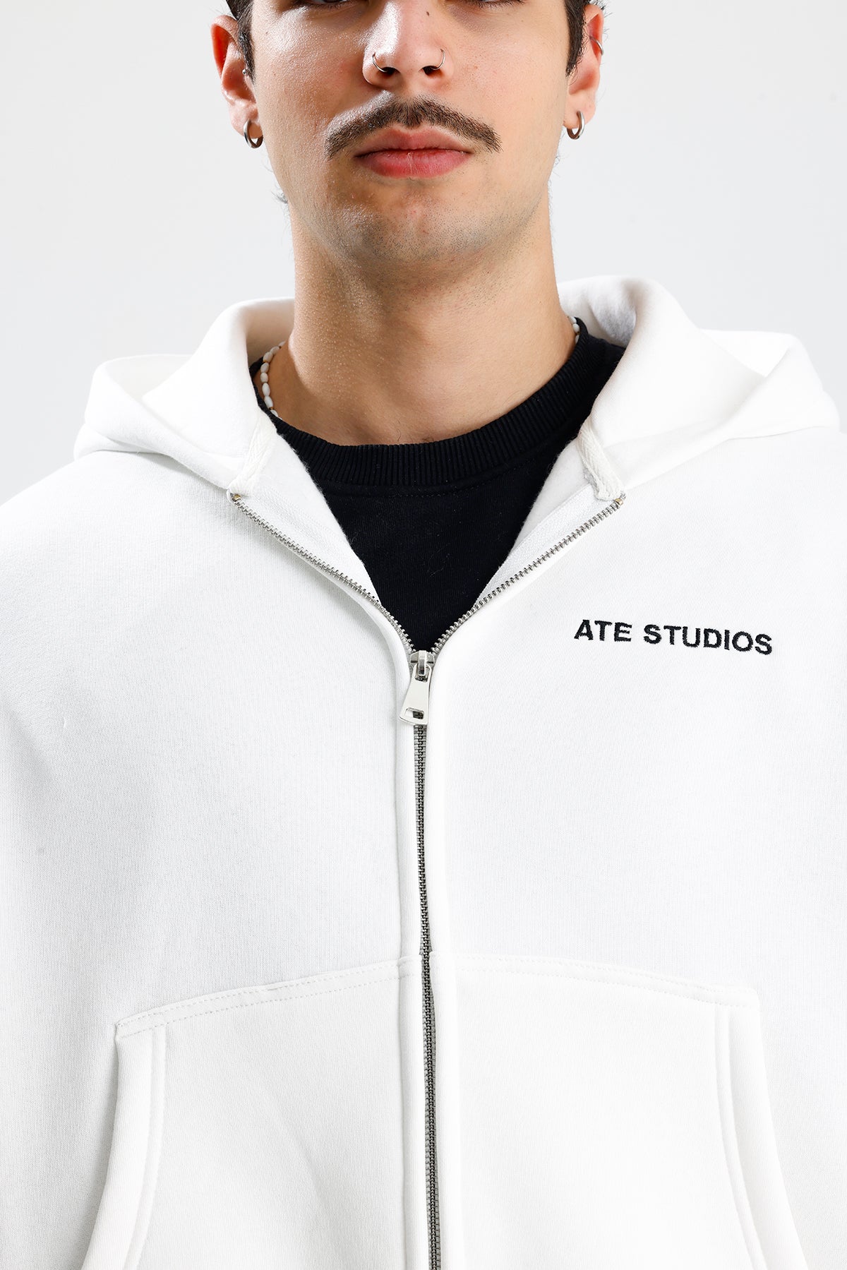 ATE STUDIOS Nakışlı Premium Oversize Zip Hoodie