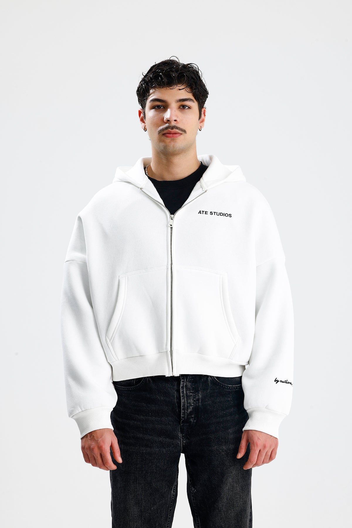 ATE STUDIOS Nakışlı Premium Oversize Zip Hoodie