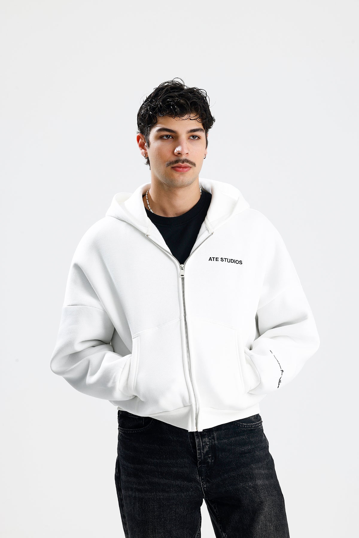 ATE STUDIOS Nakışlı Premium Oversize Zip Hoodie