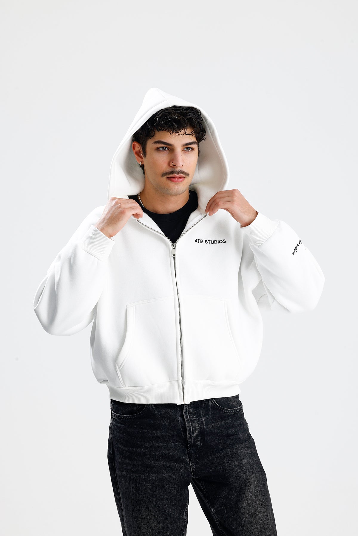 ATE STUDIOS Nakışlı Premium Oversize Zip Hoodie