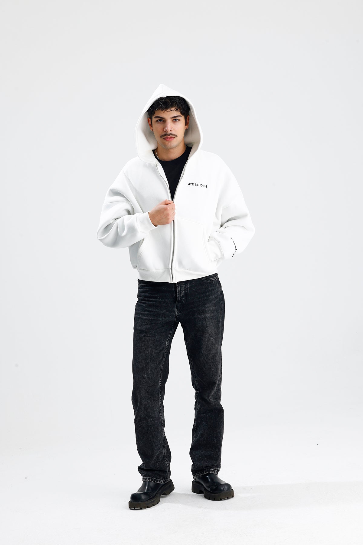 ATE STUDIOS Nakışlı Premium Oversize Zip Hoodie