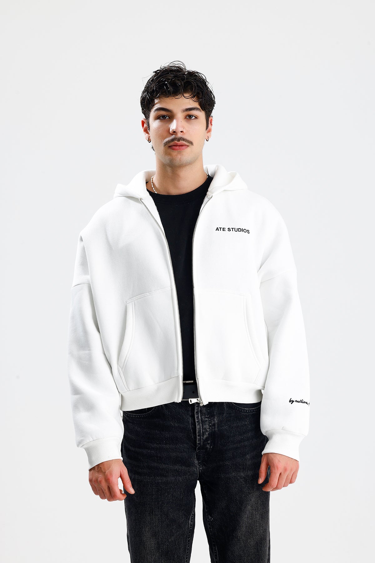 ATE STUDIOS Nakışlı Premium Oversize Zip Hoodie