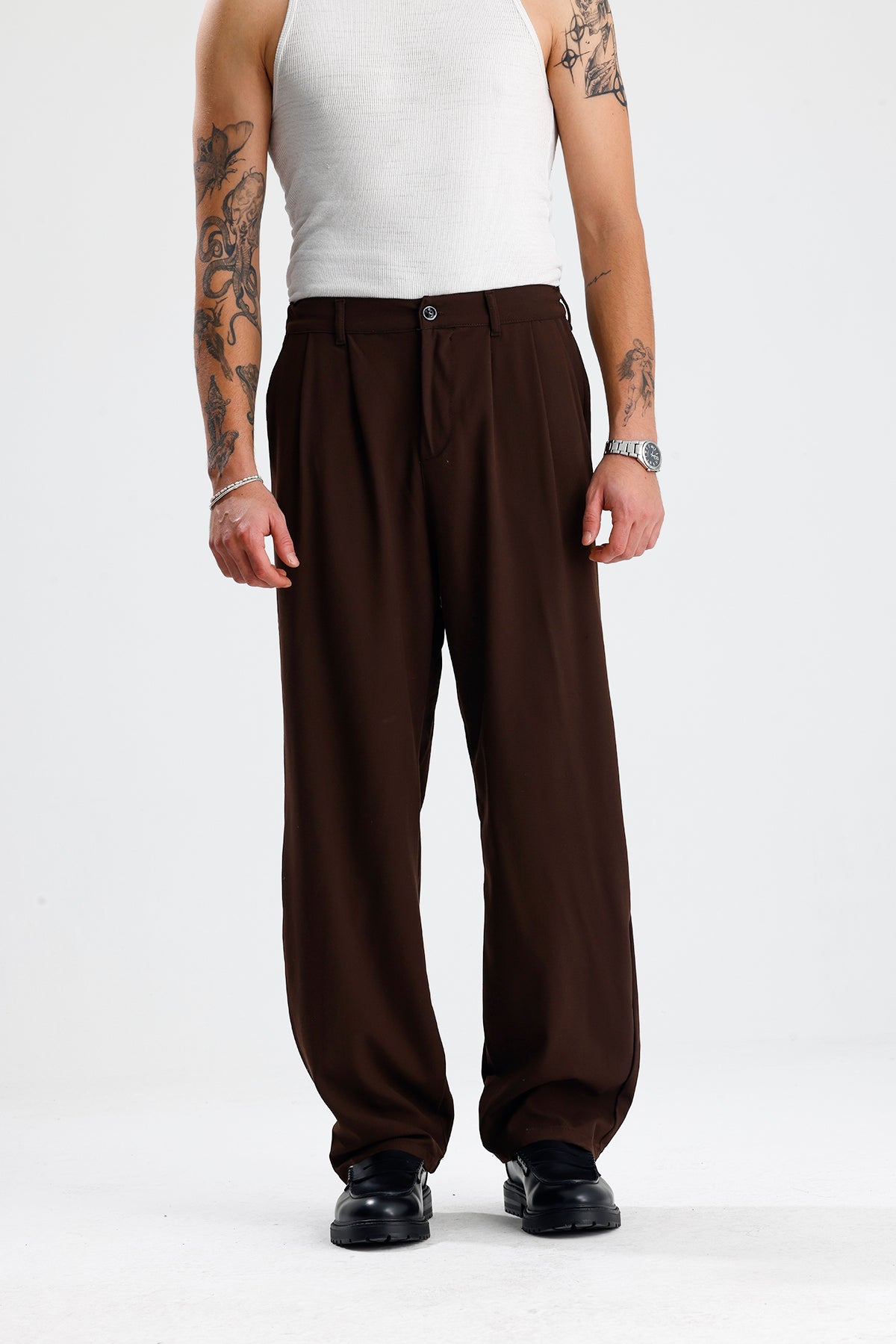 Baggy Fit Pileli Kumaş Pantolon