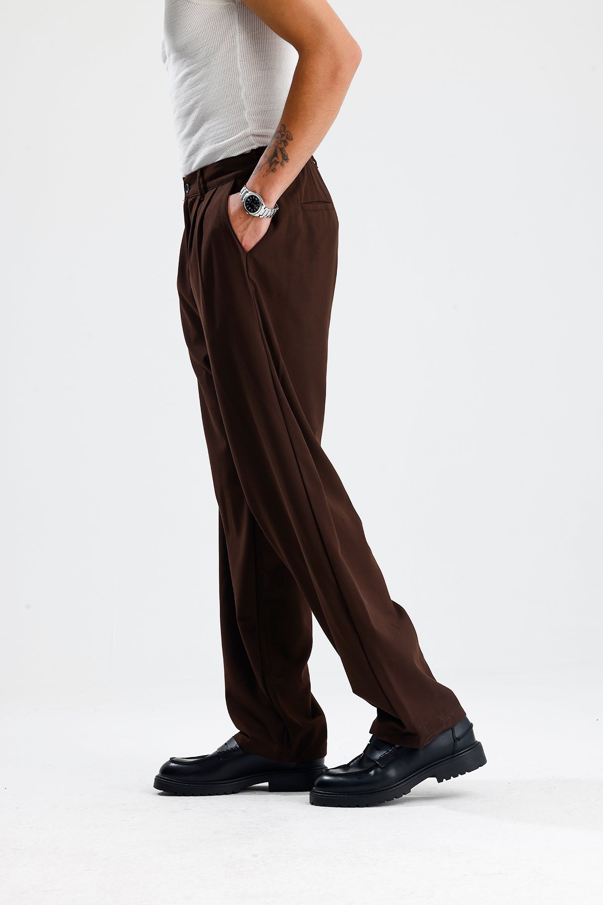 Baggy Fit Pileli Kumaş Pantolon