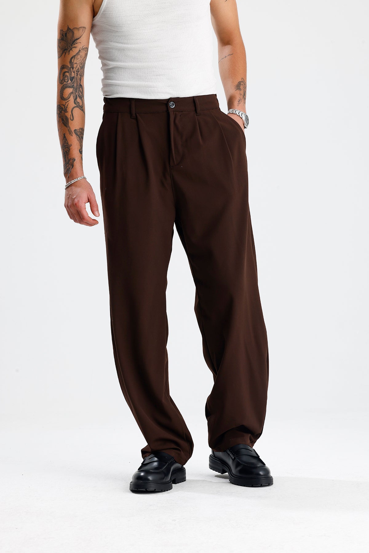 Baggy Fit Pileli Kumaş Pantolon