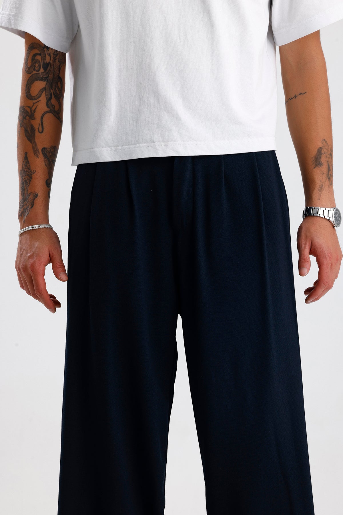 Baggy Fit Pileli Kumaş Pantolon