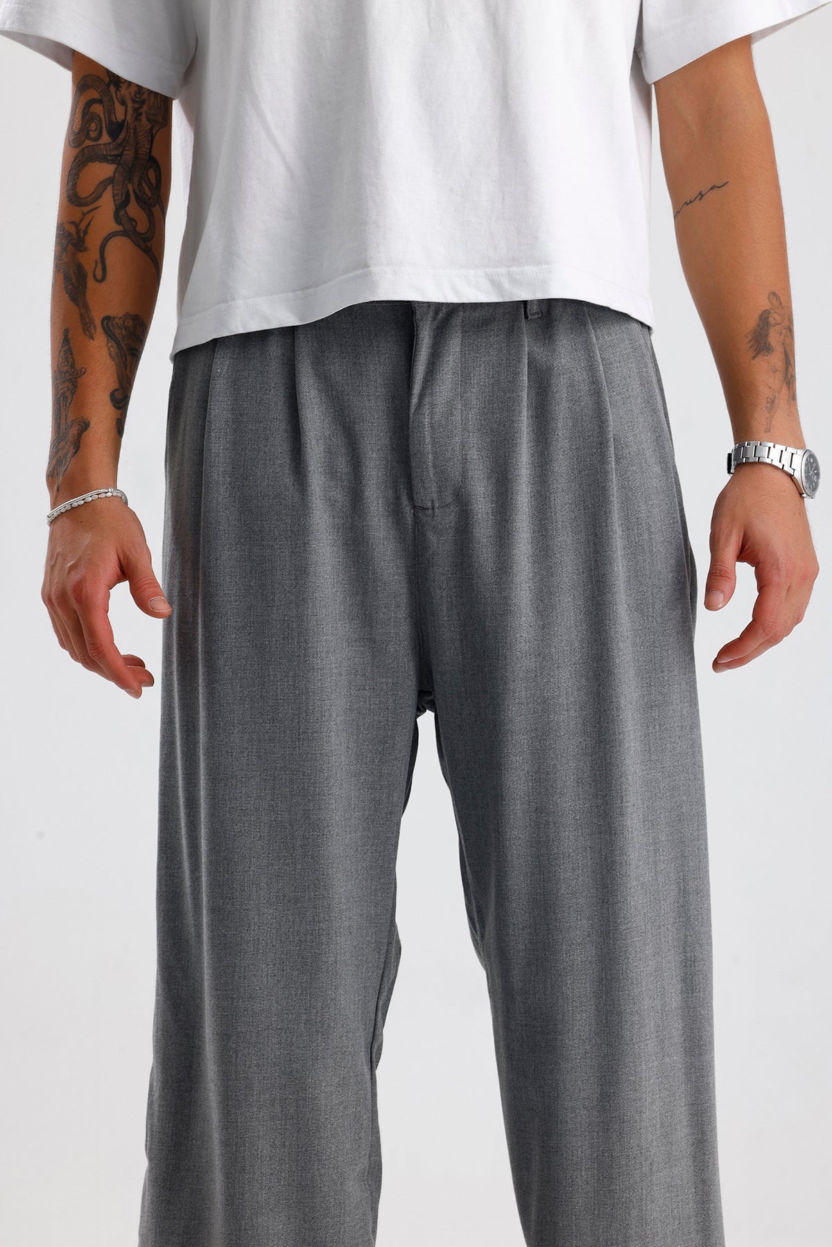 Baggy Fit Pileli Kumaş Pantolon