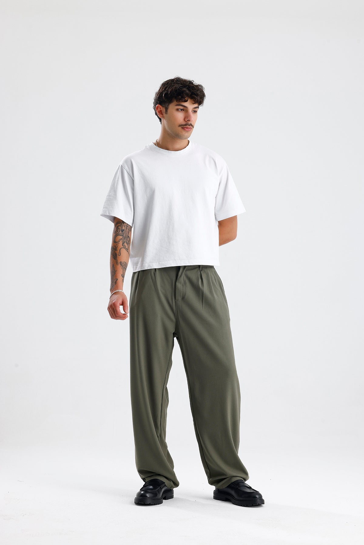 Baggy Fit Pileli Kumaş Pantolon