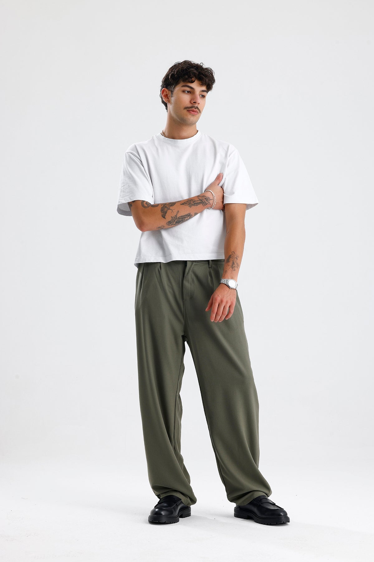 Baggy Fit Pileli Kumaş Pantolon