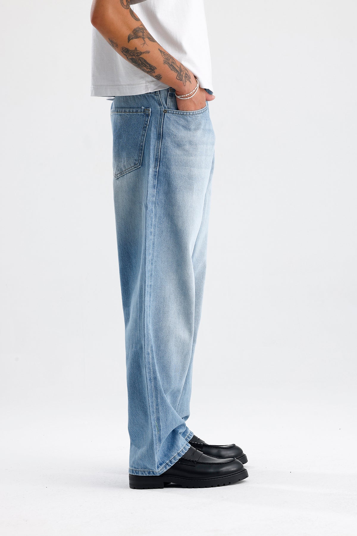 Buz Mavi Relaxed Fit Kot Pantolon