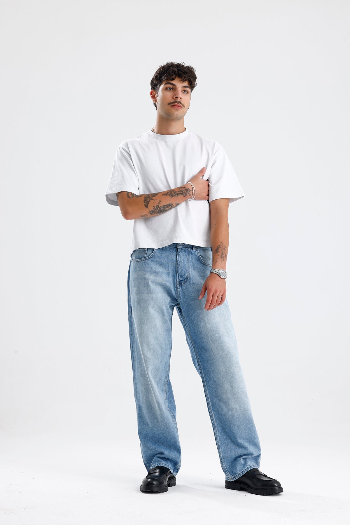 Buz Mavi Relaxed Fit Kot Pantolon