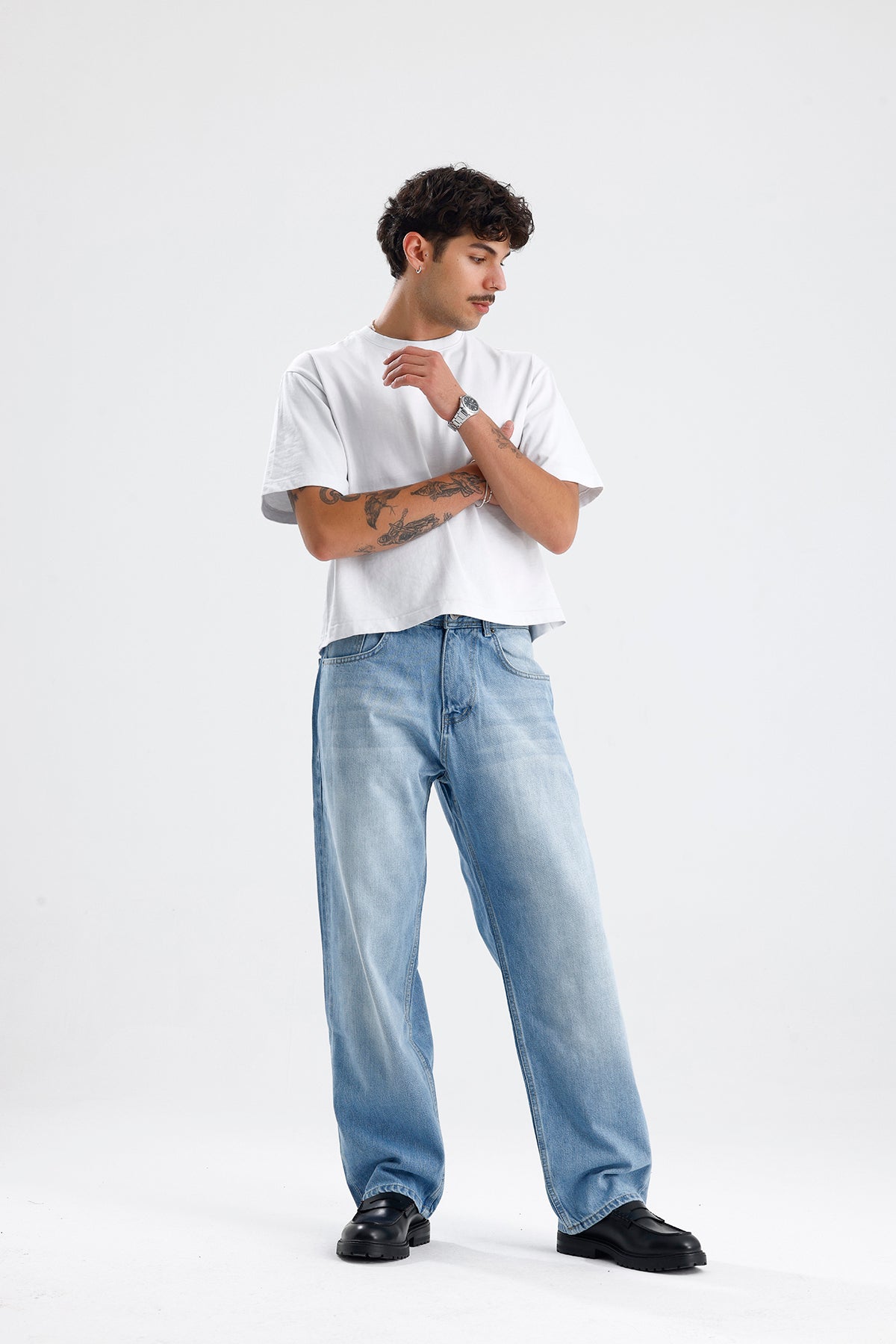 Buz Mavi Relaxed Fit Kot Pantolon