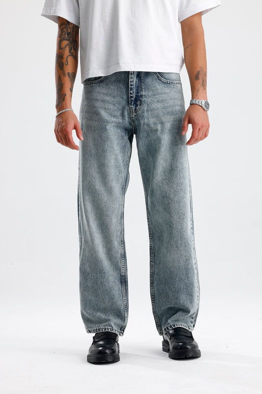 Kar Yıkama Relaxed Fit Kot Pantolon