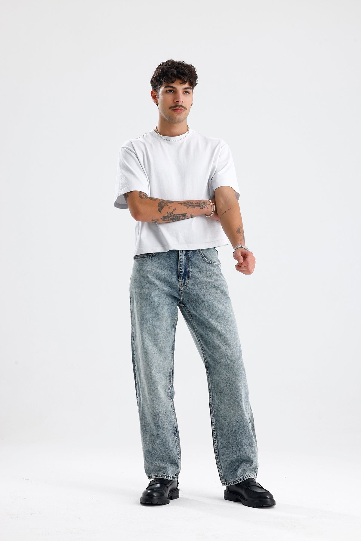 Kar Yıkama Relaxed Fit Kot Pantolon