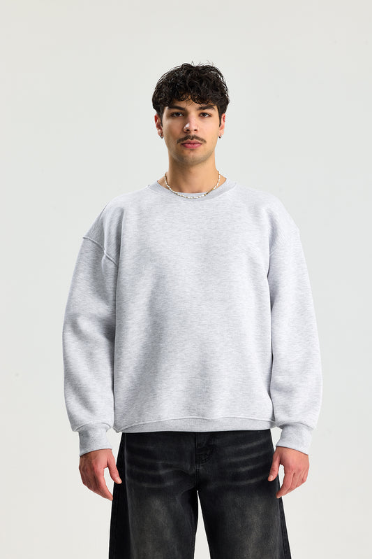 Basic Bisiklet Yaka Oversize Sweatshirt