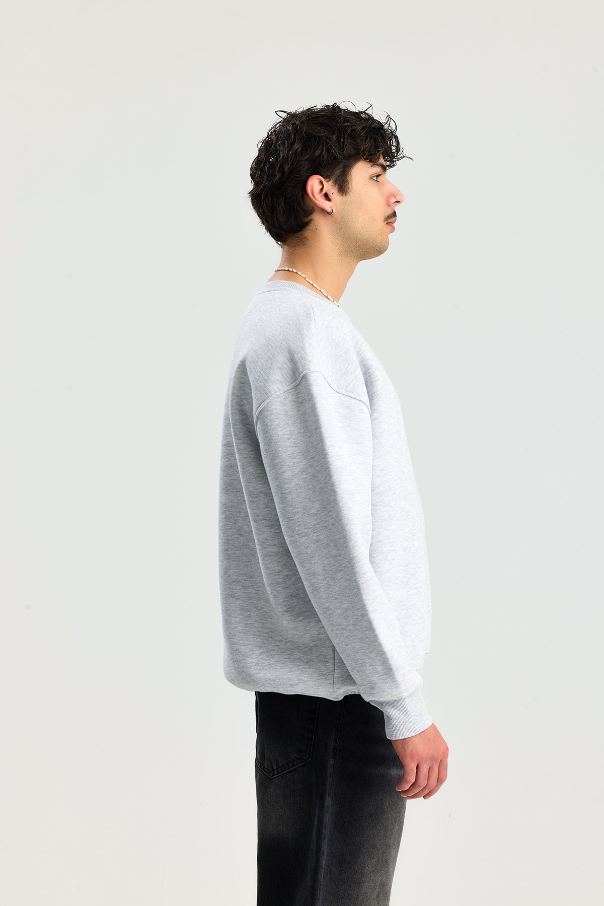 Basic Bisiklet Yaka Oversize Sweatshirt