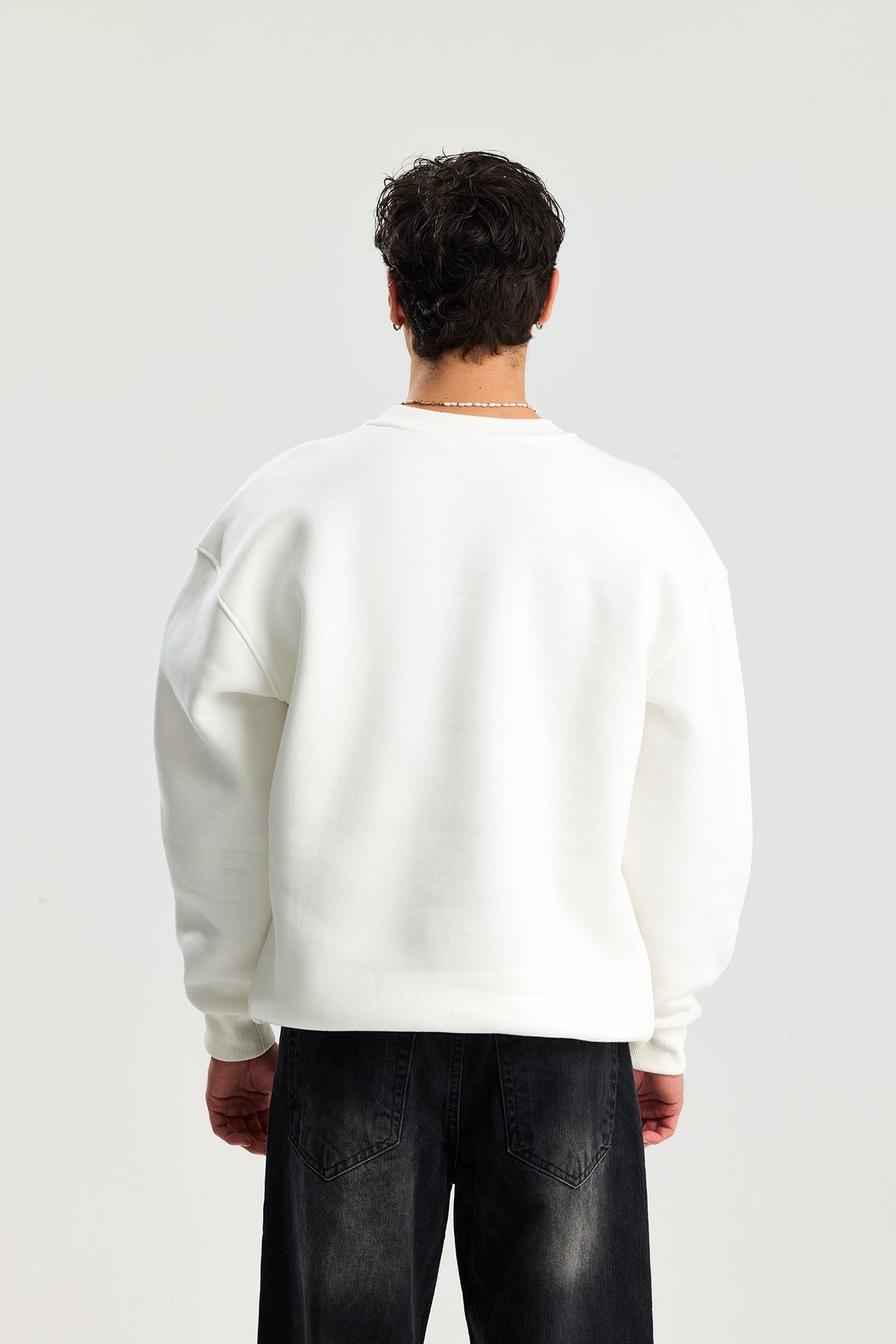 Basic Bisiklet Yaka Oversize Sweatshirt
