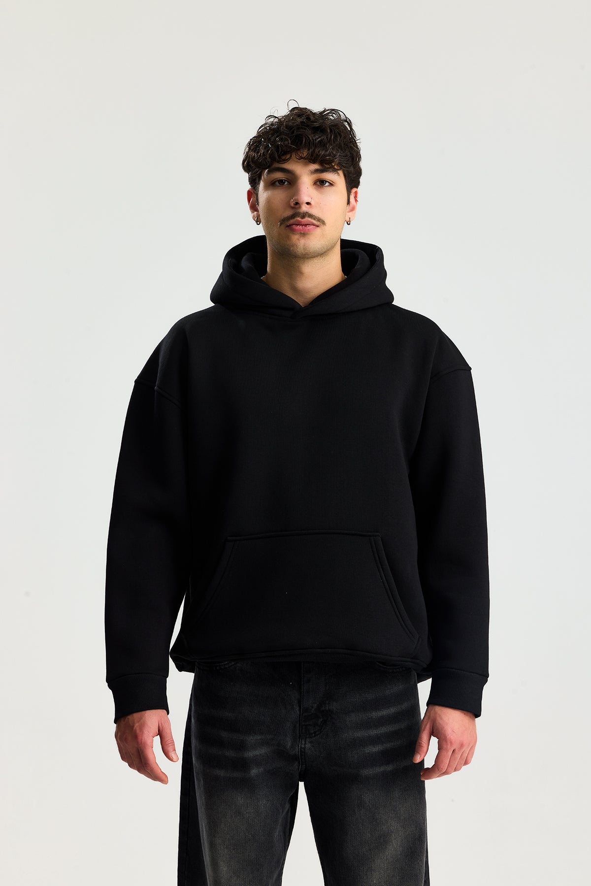 Basic Kapüşonlu Oversize Sweatshirt