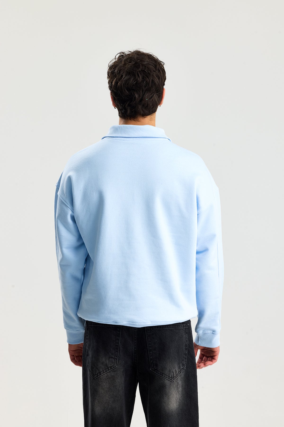 Basic Fermuarlı Yaka Sweatshirt