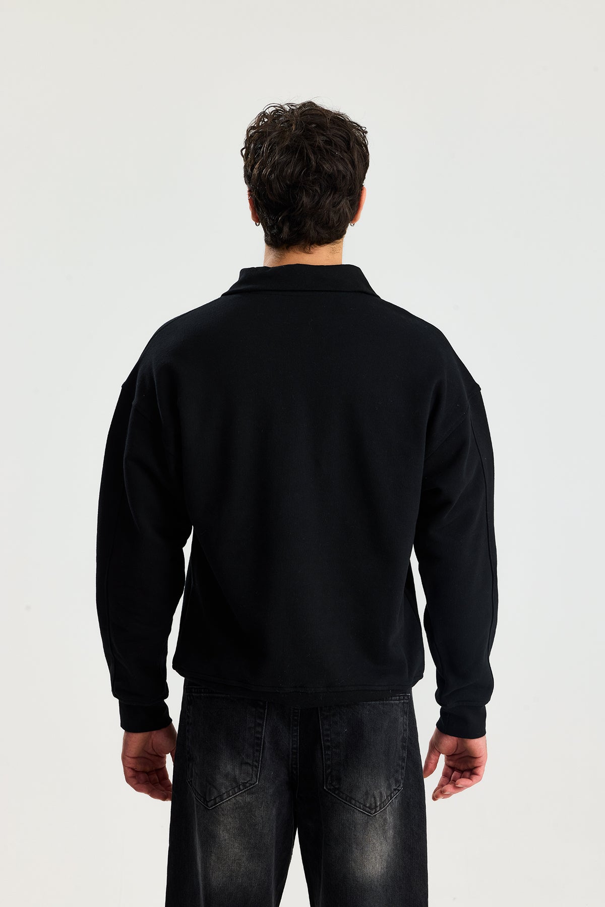 Basic Fermuarlı Yaka Sweatshirt