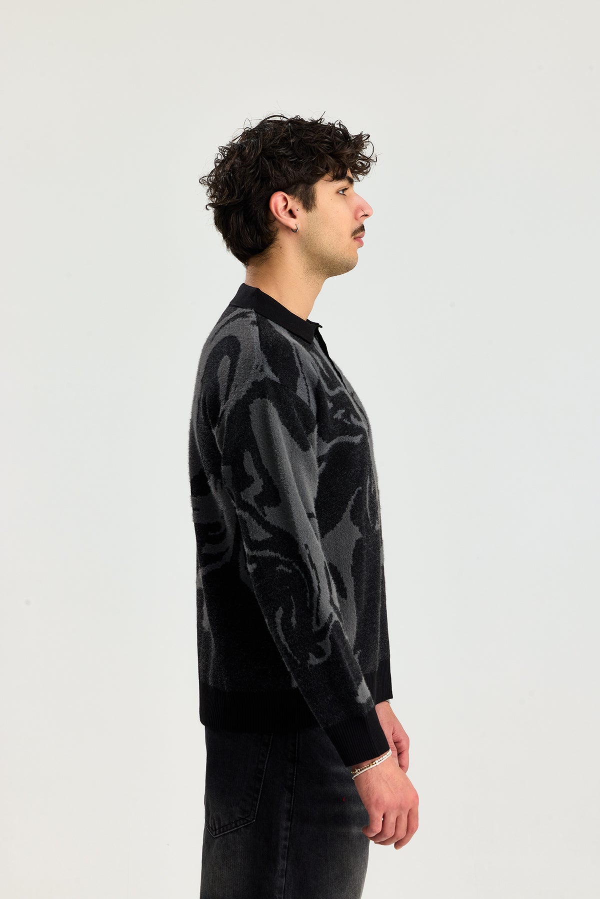 Düğmeli Polo Yaka Kazak