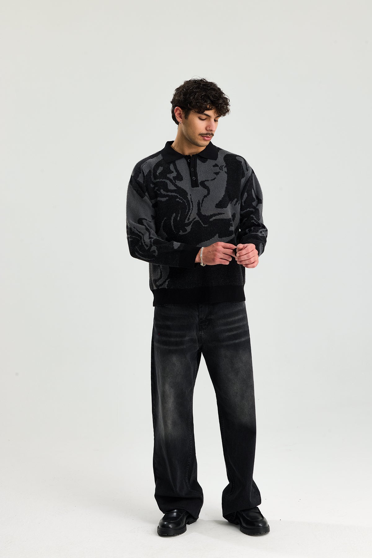 Düğmeli Polo Yaka Kazak