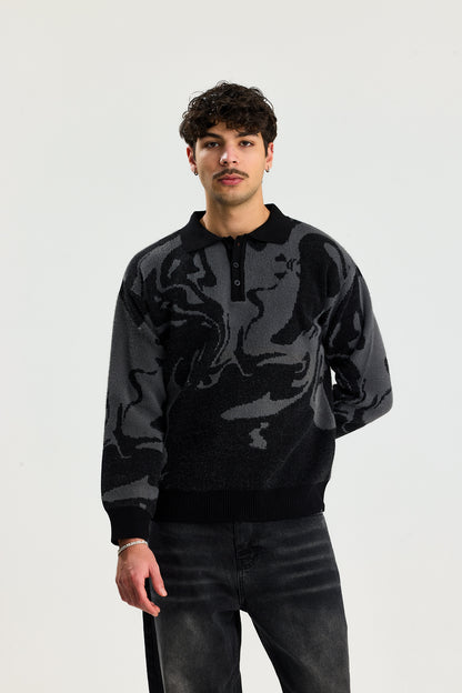 Düğmeli Polo Yaka Kazak