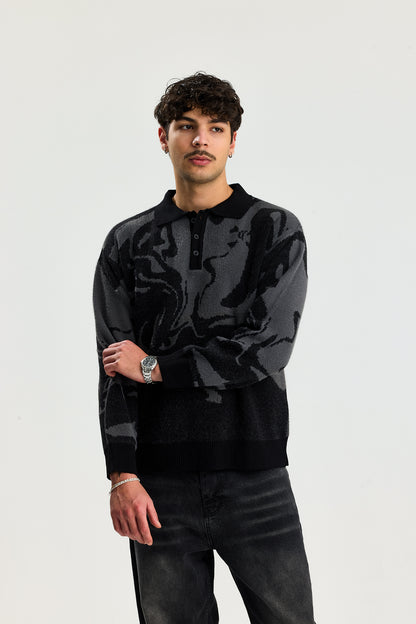 Düğmeli Polo Yaka Kazak