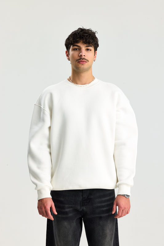 Basic Bisiklet Yaka Oversize Sweatshirt