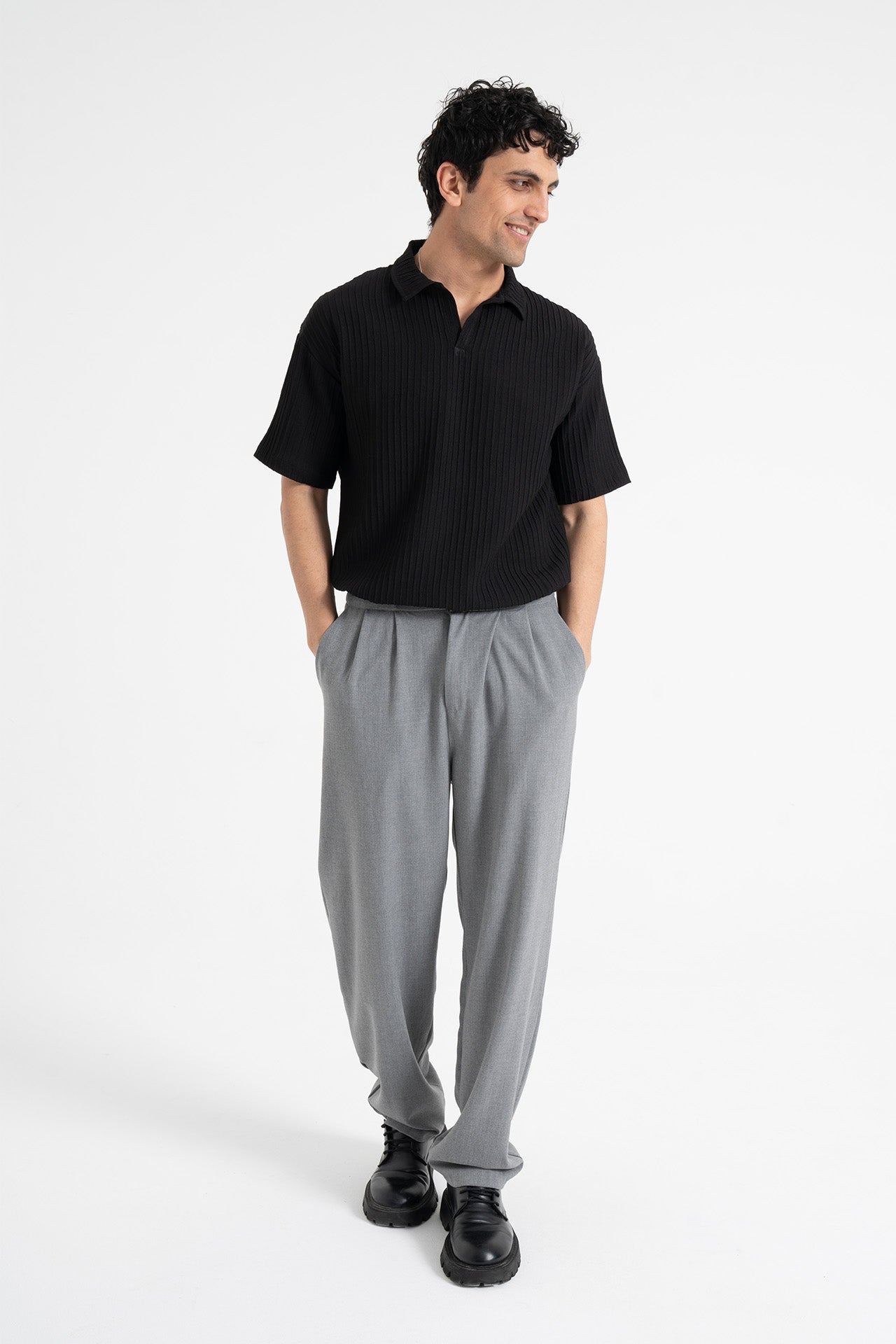 Baggy Fit Pileli Kumaş Pantolon