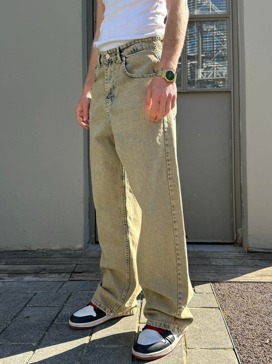 GG Basic Yeşil Yıkama Detay Baggy Jean
