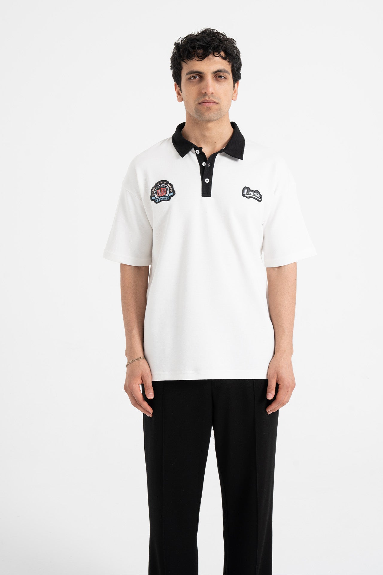 Masterpiece Nakışlı Oversize Polo Yaka Tişört