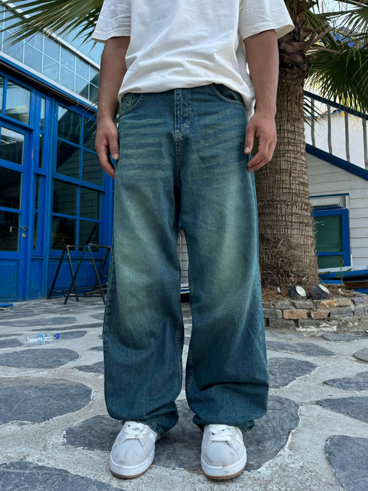 Yeşil Basic Baggy Jean